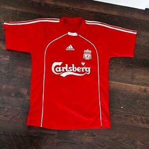 Adidas Liverpool Soccer Jersey Mens Medium Red Carlsberg Clima Cool
